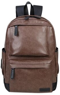 Unisex Business Backpackl Rugzakken Reistas Zwart Pu Leer Heren Mode Schoudertassen Tiener Rugzak Mannen Casual Tas bruin