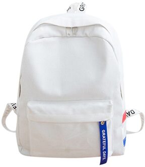 Unisex Canvas Vrouwen Mannen Rugzak Preppy Stijl Student Rugzak Schooltas Schouder Rugzak Handvat Tas wit