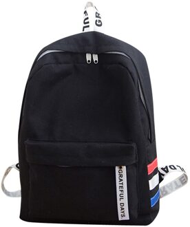 Unisex Canvas Vrouwen Mannen Rugzak Preppy Stijl Student Rugzak Schooltas Schouder Rugzak Handvat Tas zwart