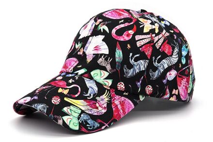 Unisex Casual Flamingo Zebra Baseball Cap Verstelbare Snapback Hoeden Voor Vrouwen Mannen Hiphop Trucker Cap Streetwear Vader Hoed zwart