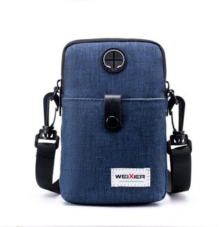 Unisex Casual Schoudertassen Waterdichte Doek Crossbody Tassen Telefoon Ipad Messenger Bags Rits Pocket Taille Tas Sport Reistas blauw