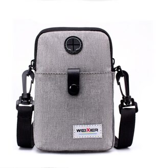 Unisex Casual Schoudertassen Waterdichte Doek Crossbody Tassen Telefoon Ipad Messenger Bags Rits Pocket Taille Tas Sport Reistas grijs