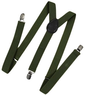 Unisex Clip Op Jarretel Elastische Y-Vorm Terug Formele Verstelbare Bretels, Legergroen