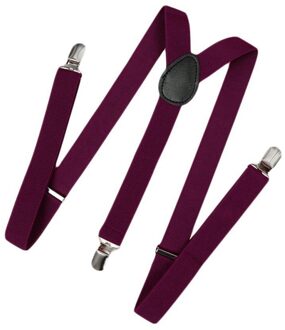 Unisex Clip Op Jarretel Elastische Y-Vorm Terug Formele Verstelbare Bretels, Rode Wijn