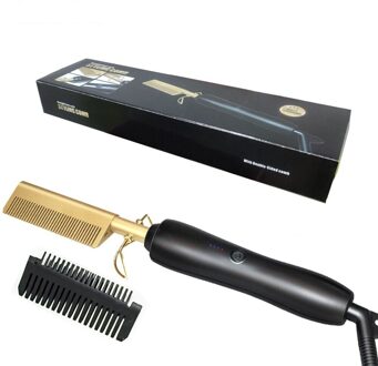 Unisex Curling Iron Hair Curler Kam Stijltang Strijkijzers Stijltangen Borstel Verwarming Kam Haar Rechte Styler EU