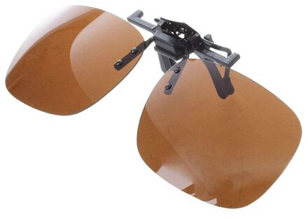Unisex Donkerbruin Rechthoek Flip Up Clip Op Gepolariseerde Zonnebril
