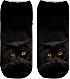 Unisex Elastische Anti-Slip Volwassen 3D Patroon Cartoon Sokjes Kat Patroon Mooie 658