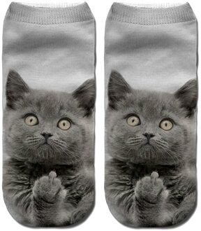 Unisex Elastische Anti-Slip Volwassen 3D Patroon Cartoon Sokjes Kat Patroon Mooie 659