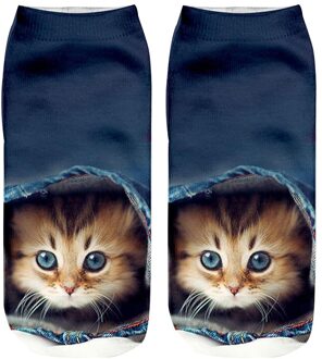 Unisex Elastische Anti-Slip Volwassen 3D Patroon Cartoon Sokjes Kat Patroon Mooie 660