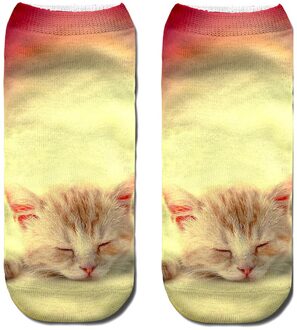 Unisex Elastische Anti-Slip Volwassen 3D Patroon Cartoon Sokjes Kat Patroon Mooie 907