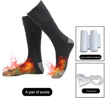 Unisex Elektrische Verwarmde Sokken Warme Sokken Boot Voeten Warmer Usb Oplaadbare Batterij Sokken Winter Outdoor Camping Ski Sport Sokken F 2600MA accu