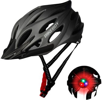Unisex Fietshelm Met Licht Fiets Ultralight Helm Intergrally-Gegoten Mountain Road Bike Fiets Mtb Helm Veilige Mannen Vrouwen grijs