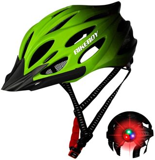 Unisex Fietshelm Met Licht Fiets Ultralight Helm Intergrally-Gegoten Mountain Road Bike Fiets Mtb Helm Veilige Mannen Vrouwen groen