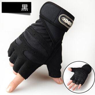 Unisex Half Vinger Sport Handschoenen Voor Hardlopen Jogging Wandelen Fietsen Fiets Gym Fitness Gewichtheffen Antislip zwart / M
