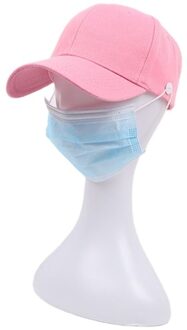 Unisex Heldere Effen Kleur Baseball Cap Met Knoppen Gezichtsmasker Houder Bescherm Oren Outdoor Sport Verstelbare Snapback Hoed