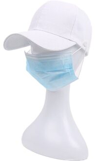 Unisex Heldere Effen Kleur Baseball Cap Met Knoppen Gezichtsmasker Houder Bescherm Oren Outdoor Sport Verstelbare Snapback Hoed