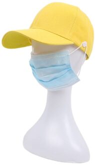 Unisex Heldere Effen Kleur Baseball Cap Met Knoppen Gezichtsmasker Houder Bescherm Oren Outdoor Sport Verstelbare Snapback Hoed