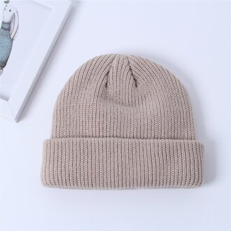 Unisex Herfst Winter Effen Kleur Watermeloen Hip Hop Gebreide Wollen Muts Cap Sneeuw Cap Beige
