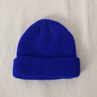 Unisex Herfst Winter Effen Kleur Watermeloen Hip Hop Gebreide Wollen Muts Cap Sneeuw Cap Blauw