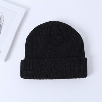 Unisex Herfst Winter Effen Kleur Watermeloen Hip Hop Gebreide Wollen Muts Cap Sneeuw Cap zwart