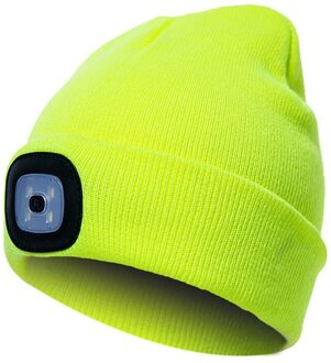Unisex Herfst Winter Led Verlichte Cap Warme Mutsen Outdoor Vissen Running Beanie Hoed Flash Mannen Vrouwen Camping Klimmen Caps geel