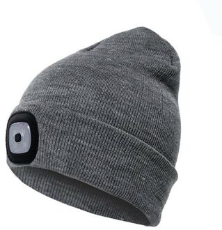 Unisex Herfst Winter Led Verlichte Cap Warme Mutsen Outdoor Vissen Running Beanie Hoed Flash Mannen Vrouwen Camping Klimmen Caps grijs