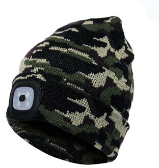 Unisex Herfst Winter Led Verlichte Cap Warme Mutsen Outdoor Vissen Running Beanie Hoed Flash Mannen Vrouwen Camping Klimmen Caps groen