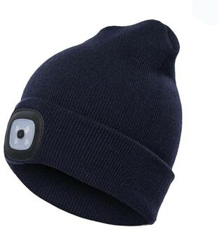 Unisex Herfst Winter Led Verlichte Cap Warme Mutsen Outdoor Vissen Running Beanie Hoed Flash Mannen Vrouwen Camping Klimmen Caps marine
