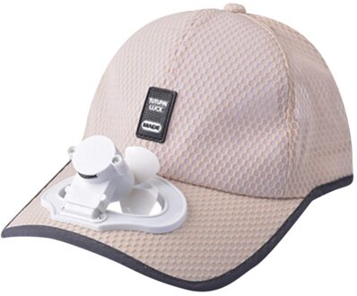Unisex Hoed Fan Cooling Camping Wandelen Sport Zomer Baseball Outdoor Reizen Cap Katoen Usb Opladen Ventilator Zonnebrandcrème Cap Beige