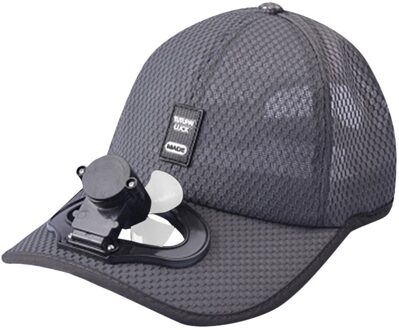 Unisex Hoed Fan Cooling Camping Wandelen Sport Zomer Baseball Outdoor Reizen Cap Katoen Usb Opladen Ventilator Zonnebrandcrème Cap donker grijs
