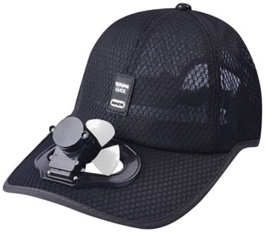 Unisex Hoed Fan Cooling Camping Wandelen Sport Zomer Baseball Outdoor Reizen Cap Katoen Usb Opladen Ventilator Zonnebrandcrème Cap zwart