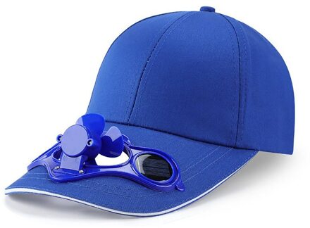 Unisex Hoed Fan Cooling Camping Wandelen Sport Zomer Baseball Outdoor Reizen Cap Met Solar Fan Volwassen Blauw