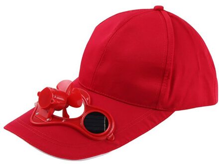 Unisex Hoed Fan Cooling Camping Wandelen Sport Zomer Baseball Outdoor Reizen Cap Met Solar Fan Volwassen Rood
