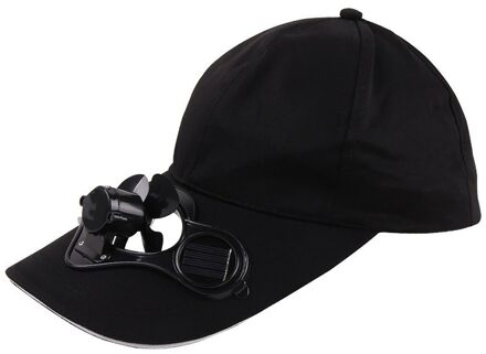 Unisex Hoed Fan Cooling Camping Wandelen Sport Zomer Baseball Outdoor Reizen Cap Met Solar Fan Volwassen zwart
