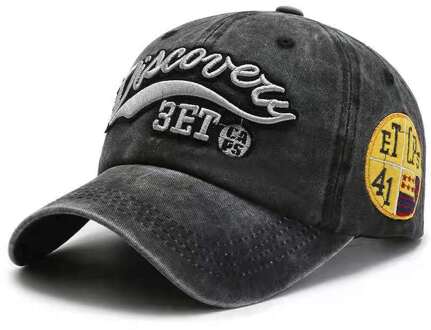 Unisex Hoeden Katoen Hoed Baseball Cap Mannen Vrouwen Lente Zomer Cap Hiphop Hoeden Voor Cowboy Slijpen Multicolor Borduurwerk cap zwart