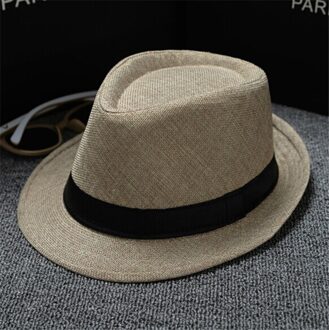 Unisex Jazz Hoeden Mode Stro Panama Stijl Packable Reizen Zonnehoed Beige