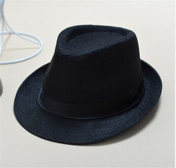 Unisex Jazz Hoeden Mode Stro Panama Stijl Packable Reizen Zonnehoed zwart