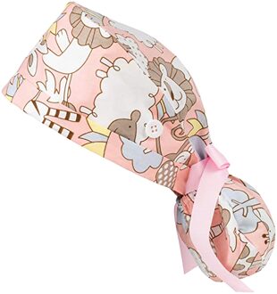 Unisex Katoen Scrubs Cap Met Knoppen Zweetband Bouffant Hoed Tie Terug Verstelbare Schoonheidssalon Verpleging Werken Caps Enfermera A50