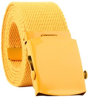 Unisex Kleding Aaccessories Mannen Vrouwen Automatische Mode Nylon Riem Volwassen Effen Gesp Fans Toevallige Gebreide Pin Gesp Canvas Riem geel