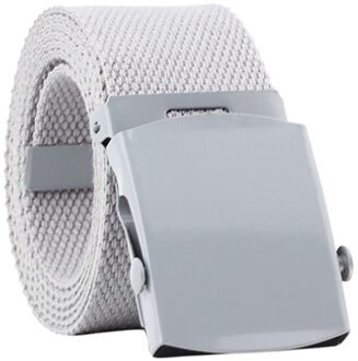 Unisex Kleding Aaccessories Mannen Vrouwen Automatische Mode Nylon Riem Volwassen Effen Gesp Fans Toevallige Gebreide Pin Gesp Canvas Riem grijs