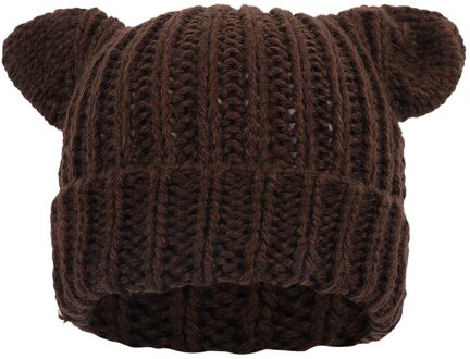 Unisex Knit Beanie Hat Solid Fleece Gevoerde Hoofddeksels Kabel Chunky Outdoor Hoed vrouwen Muts Gorros Mujer #3 koffie
