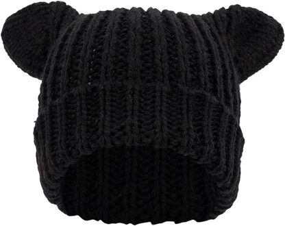 Unisex Knit Beanie Hat Solid Fleece Gevoerde Hoofddeksels Kabel Chunky Outdoor Hoed vrouwen Muts Gorros Mujer #3 zwart