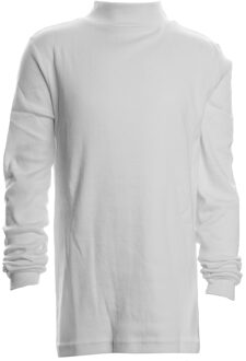 Unisex LPG700 t-shirt met lange mouwen en halve hals voor jongens en meisjes Wit - 4J / 104cm