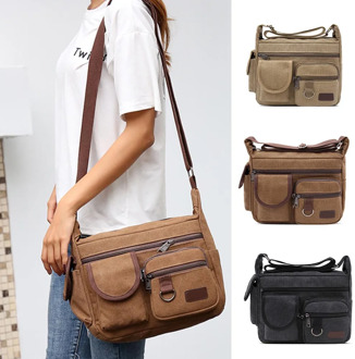 Unisex Men Vintage Shoulder Crossbody Bag Canvas Large Capacity For School Travel Mobile Phone Male Shoulder Bags Bolso Hombre