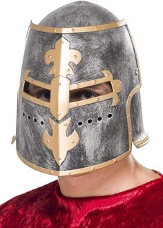 Unisex Middeleeuwse Ridder Helm, Een Maat, Zilver 26570