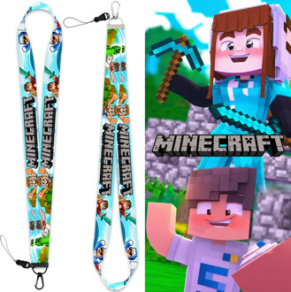 Unisex Minecraft Kawaii Steve Mobile Phone Lanyard Alex Hanging Neck Rope Creative Phone Case Pendant Chain Key Gift for Kids