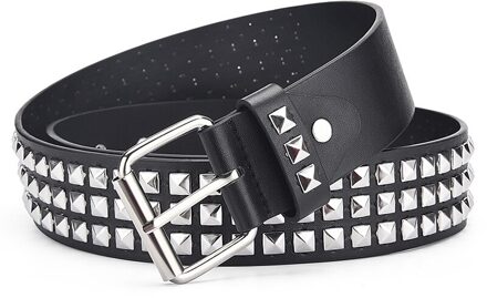Unisex Mode Riem Klinknagel Riem Voor Vrouwen & Mannen Bezaaid Riem Punk Rock Met Pin Gesp Vrouw Riem Zwarte Ceinture femme