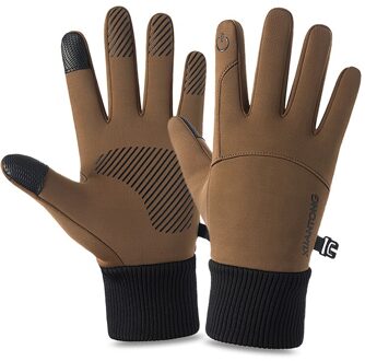 Unisex Mountainbike Fiets Motorfiets Motocross Sport Handschoenen Touchscreen Winter Texting Warm Volledige Vinger Handschoen bruin handschoenen / L