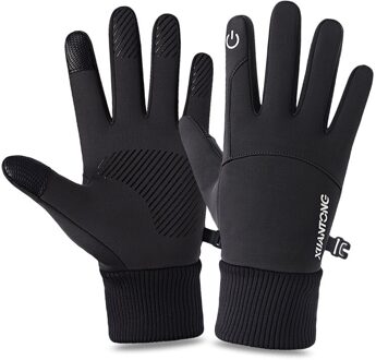 Unisex Mountainbike Fiets Motorfiets Motocross Sport Handschoenen Touchscreen Winter Texting Warm Volledige Vinger Handschoen zwart handschoenen / L