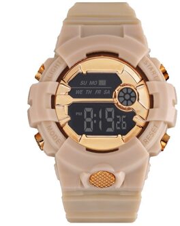 Unisex Multifunctionele Horloge Mode Waterdichte Jongen Meisje Lcd Digitale Stopwatch Datum Rubber Sport Polshorloge Luxe Klok #04 koffie